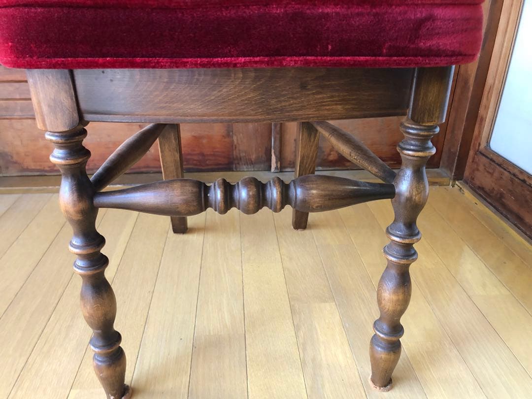 アンティーク椅子 木製 ベロア 洋風 ヴィンテージチェア　コスガ　赤ベルベット