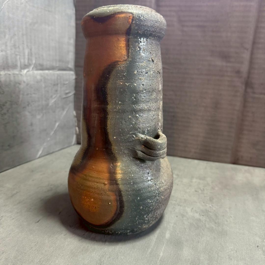 【備前焼】岡安廣宗 作 花入れ 共箱・布付き 本物保証 茶道 華道 花器 花瓶