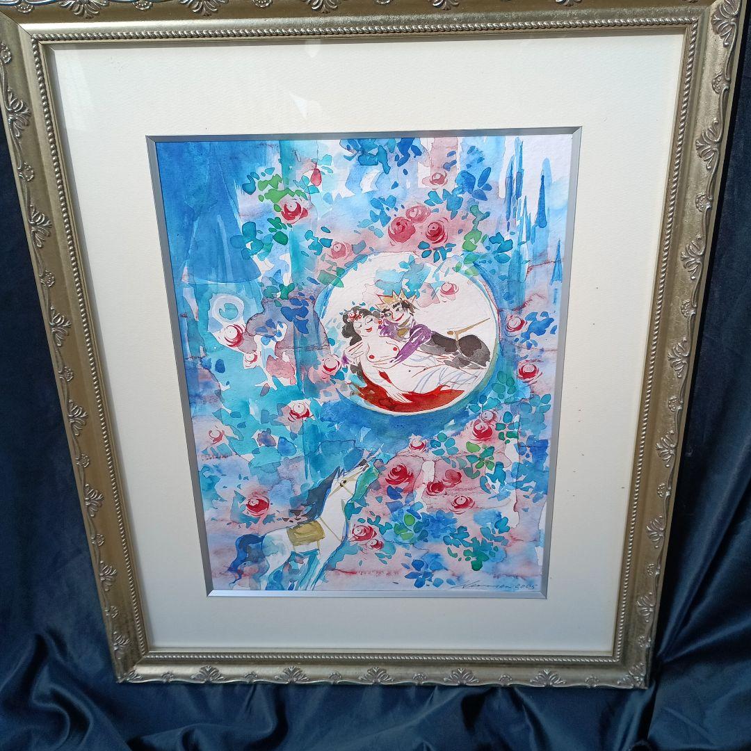 マイセン絵師の代表格、ハインツ ヴェルナー「スリーピングビューティー」水彩本物