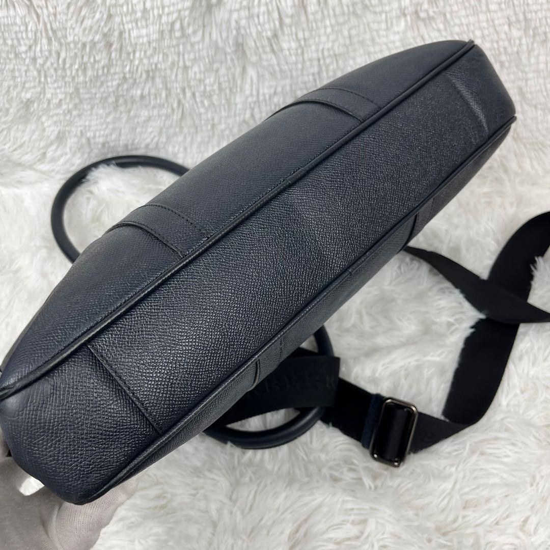 BURBERRY ビジネスバッグ　2way オールレザー　ネイビー