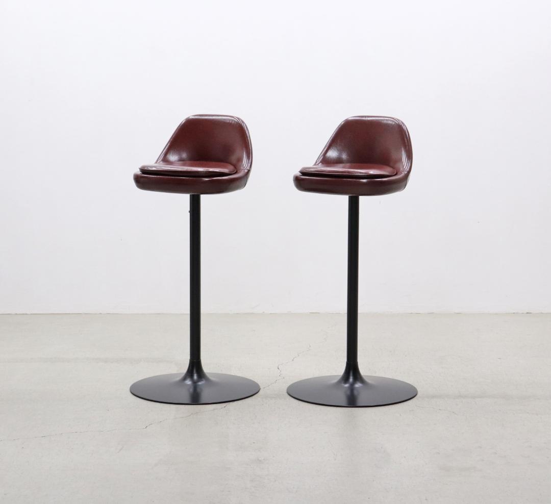※専用 在庫2脚 レトロ カウンターチェア 回転 スタンド ダイナー 合皮 赤茶