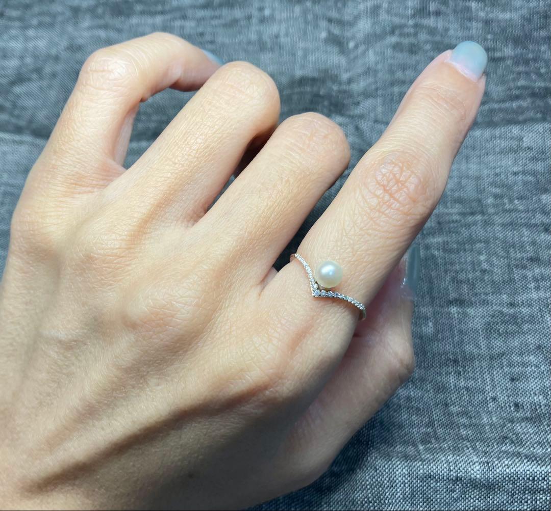 本日限定値　美品 K10+アコヤ真珠+ダイヤモンド リング(Lilas)