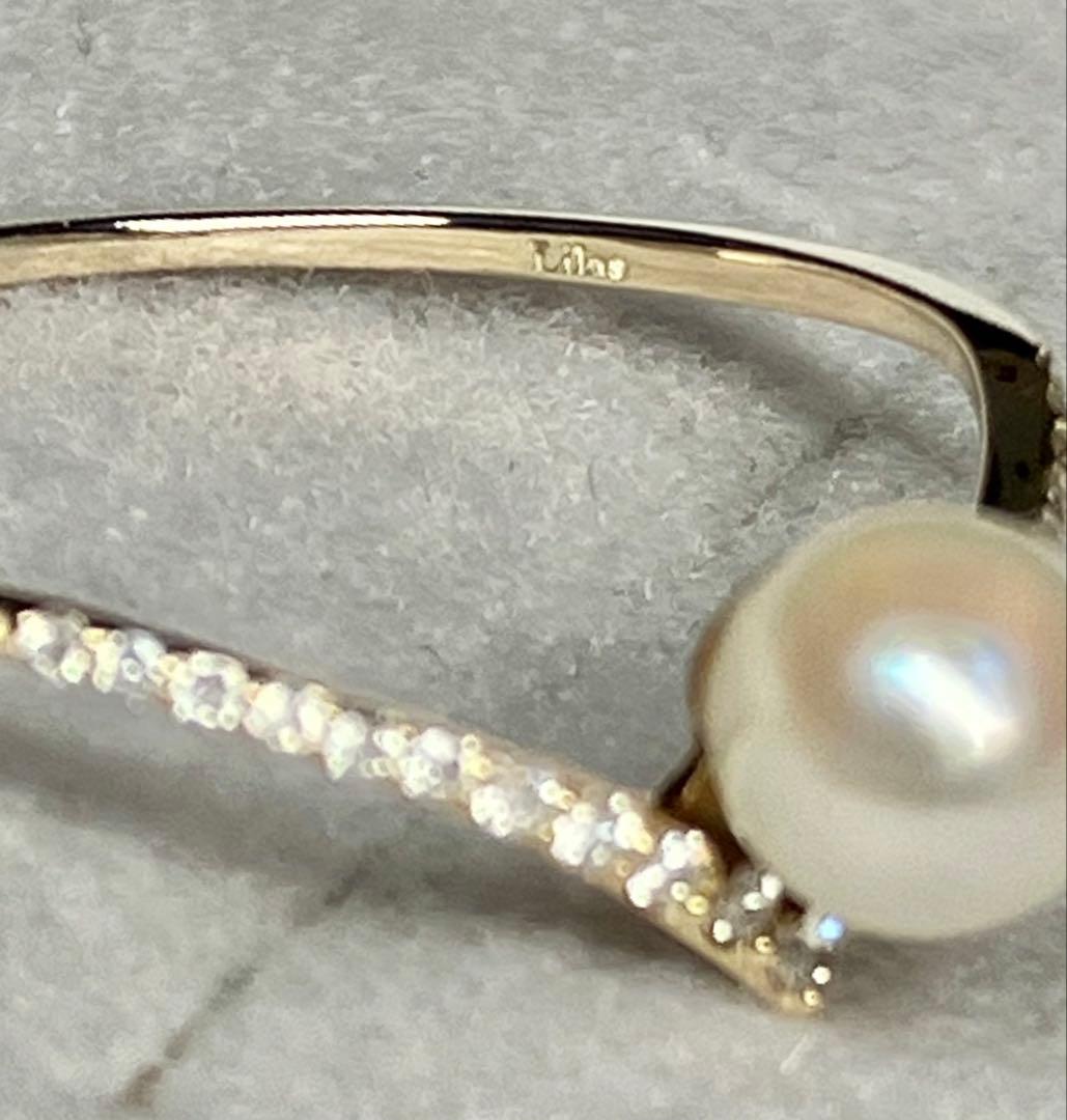 本日限定値　美品 K10+アコヤ真珠+ダイヤモンド リング(Lilas)