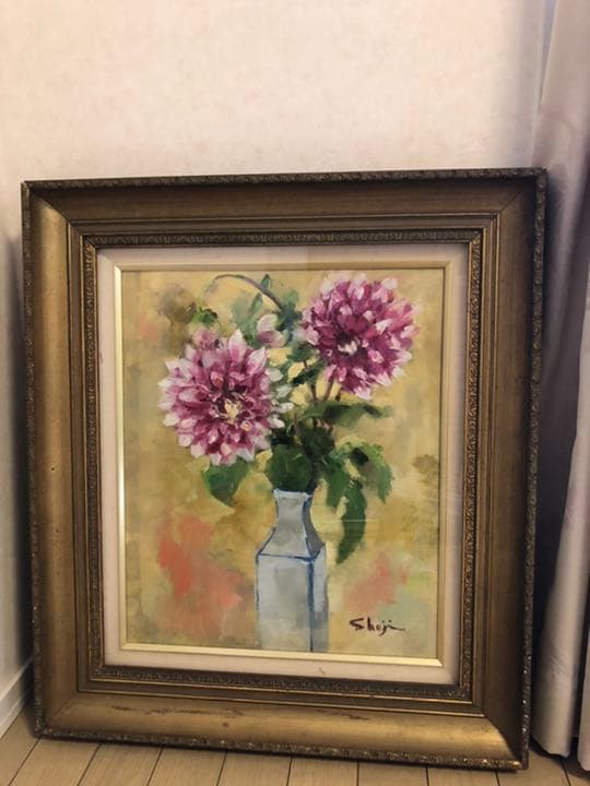 絵画 油絵　ダリア　f8