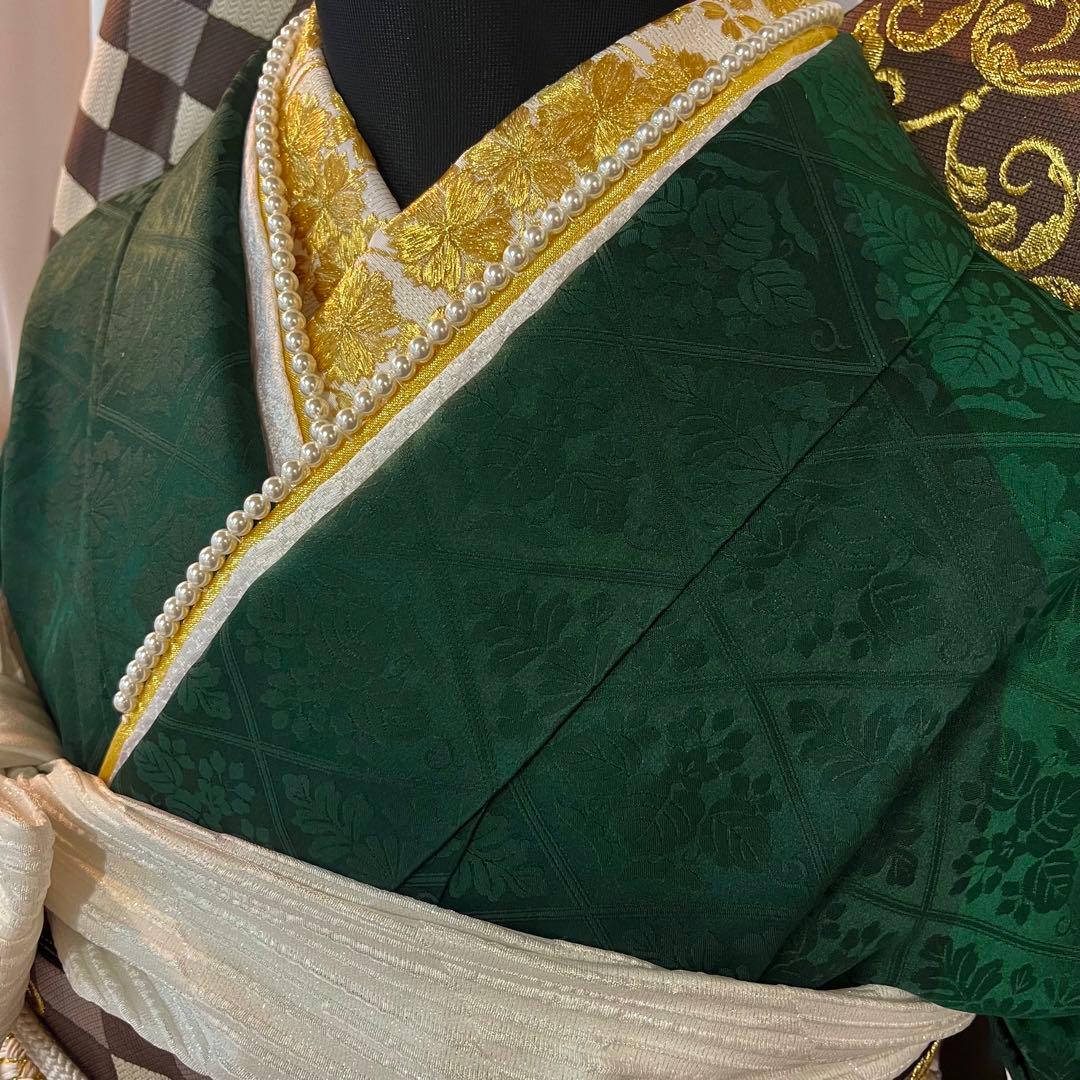 振袖フルセット■大輪牡丹■深緑色■成人式振り袖■振袖一式