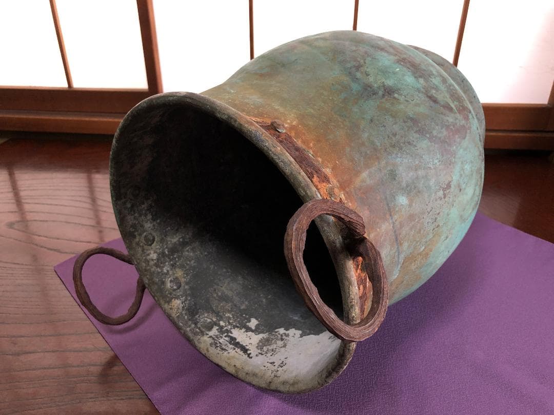 【 青銅陣釜 戦陣釜 】 傳今川義元公之炊飯釜　戦国時代　旧家所蔵