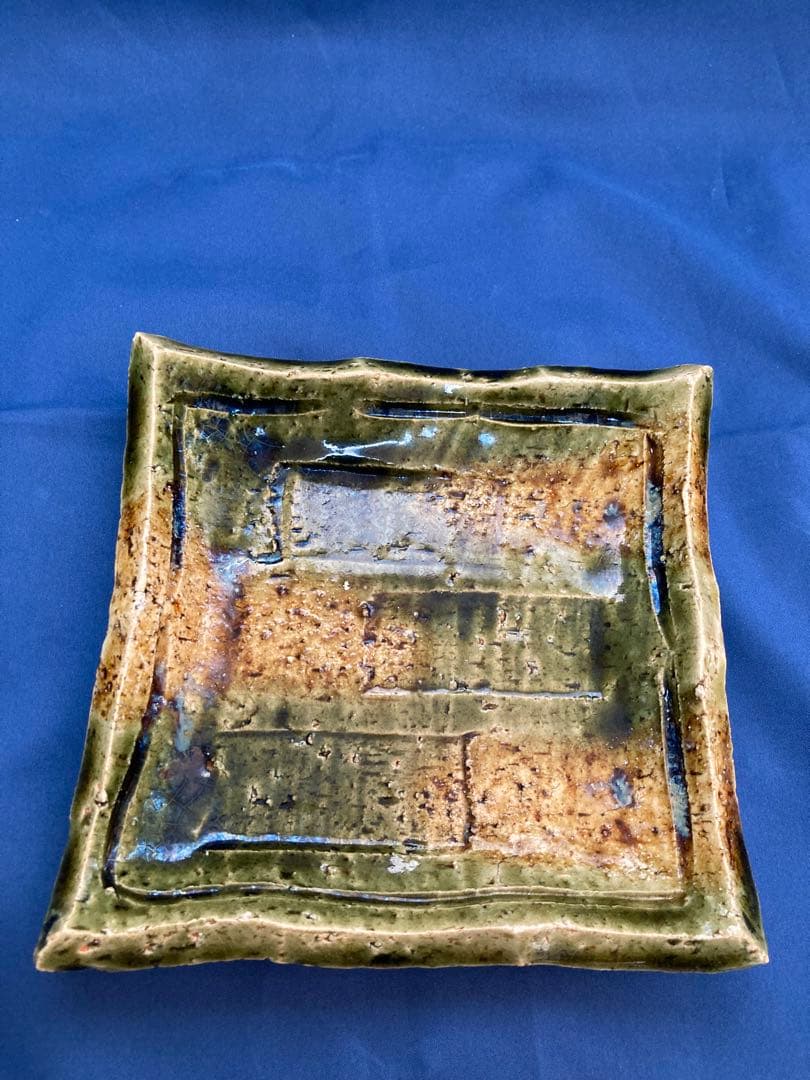 織部四方板皿　加藤作助作　5枚組