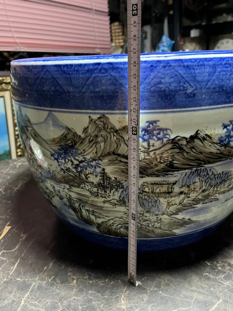 火鉢、陶器火鉢、山水画火鉢、手あぶり火鉢、囲炉裏、炉端、金魚鉢、メダカ鉢、睡蓮鉢