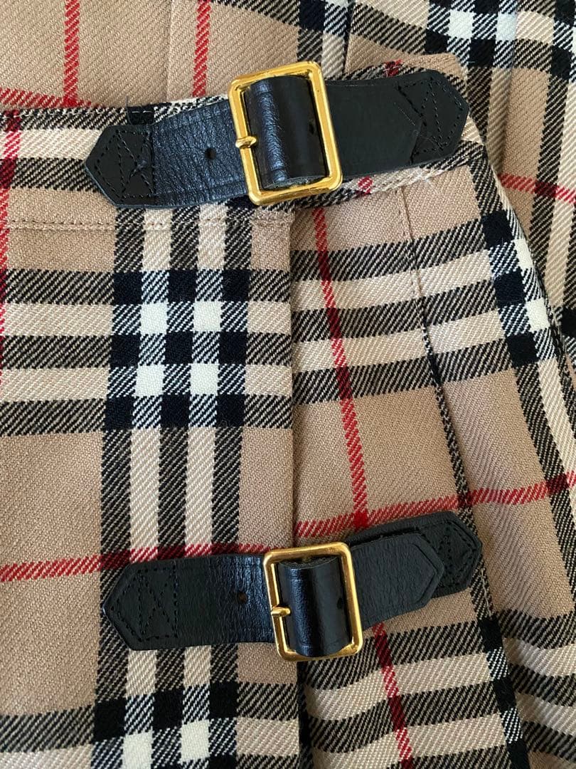 バーバリーブルーレーベル　チェックプリーツラップスカート　36