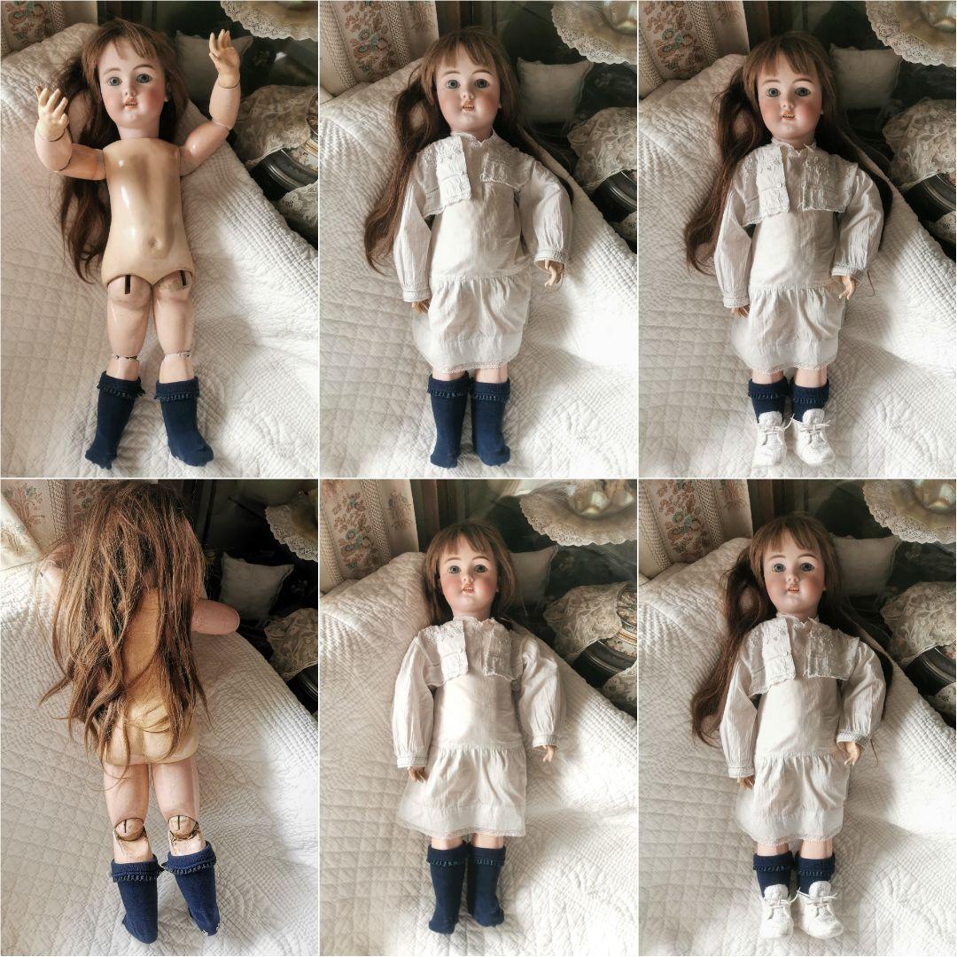 アンティークドイツ シモン＆ハルビックビスクドール 美少女人形コットンドレス靴付