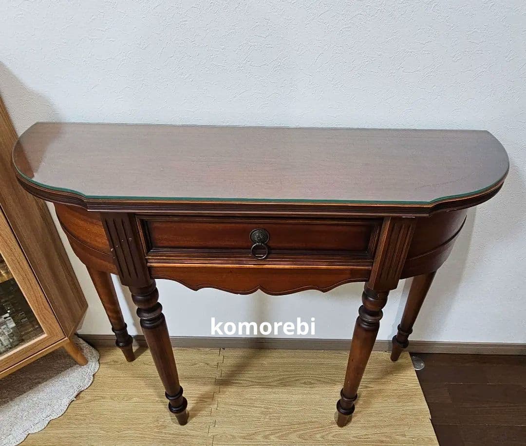 【引き取り限定】コンソールテーブル 引き出し アンティーク アンチーク ガラス付