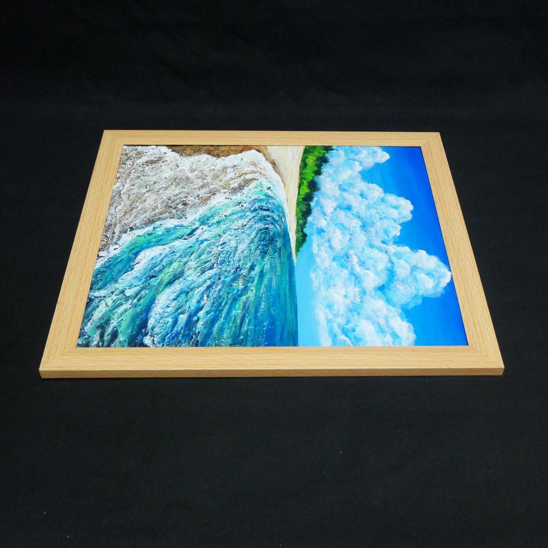 油絵 油彩 油彩画 絵 絵画【真夏の海と砂浜】