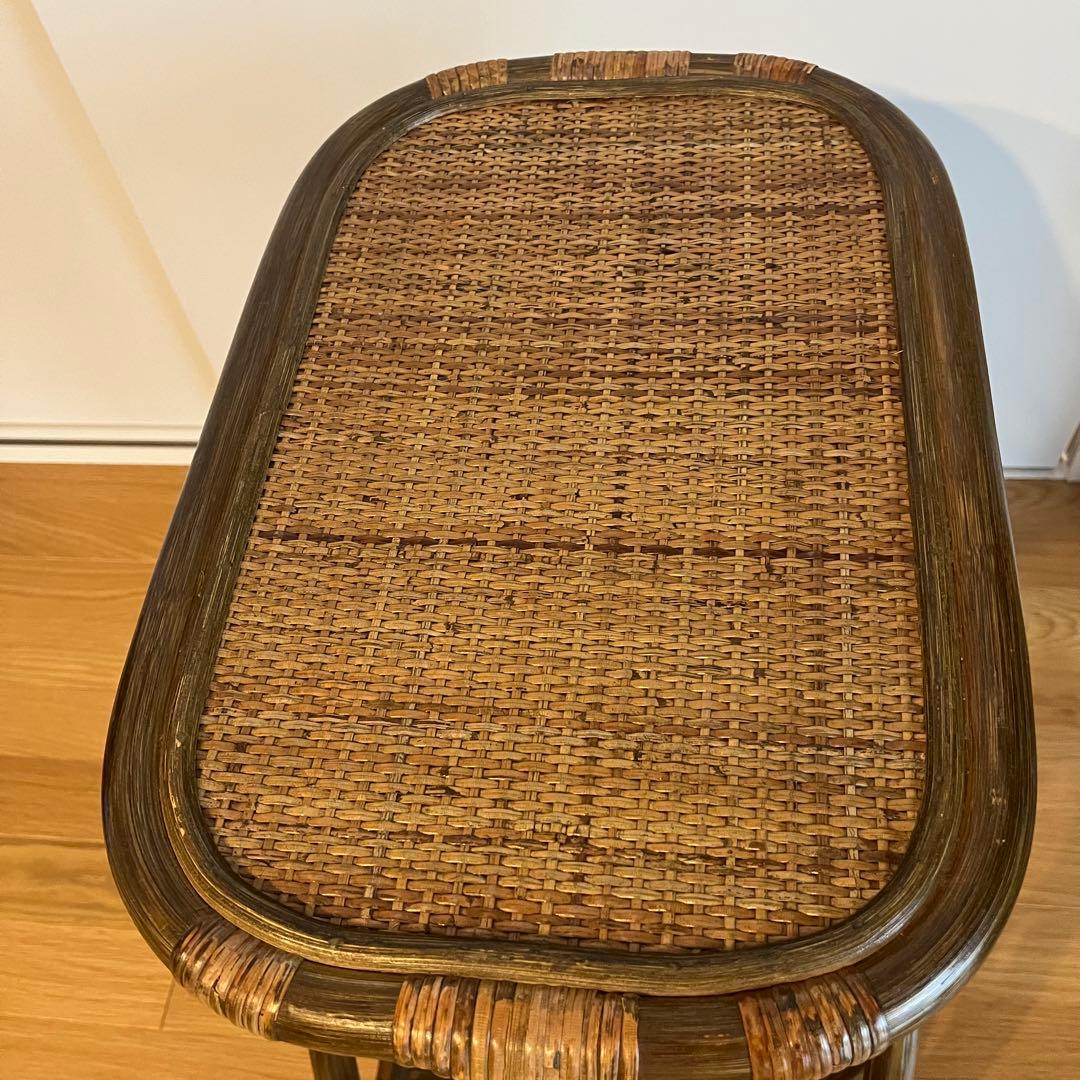 ラタン サイドテーブル マガジンラック 籐家具 レトロ アンティーク調