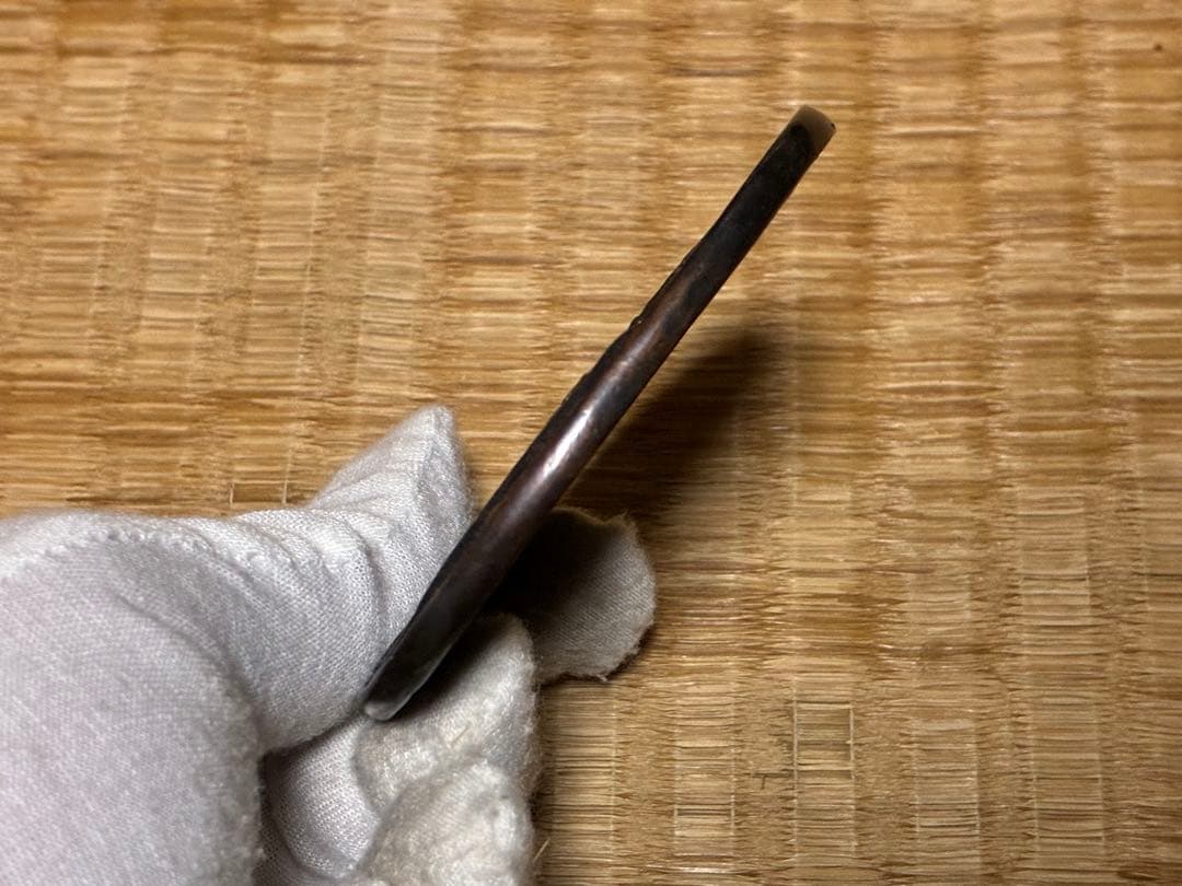 銅製 海老 笹 象嵌 鍔(つば) 刀 時代物 箱入