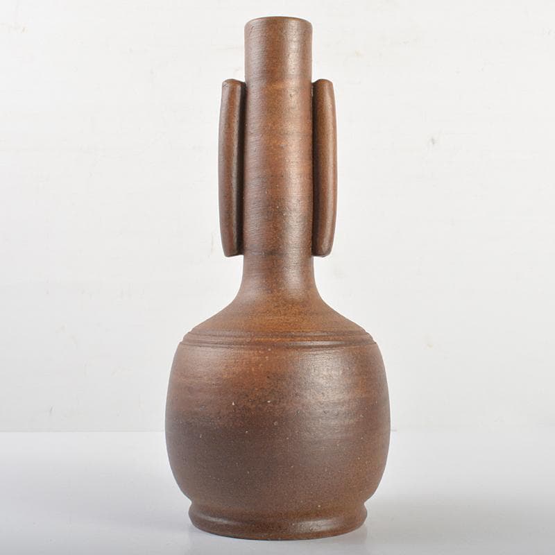 備前焼　人間国宝　金重陶陽作　一輪花入　金重道明識箱　M　R6970