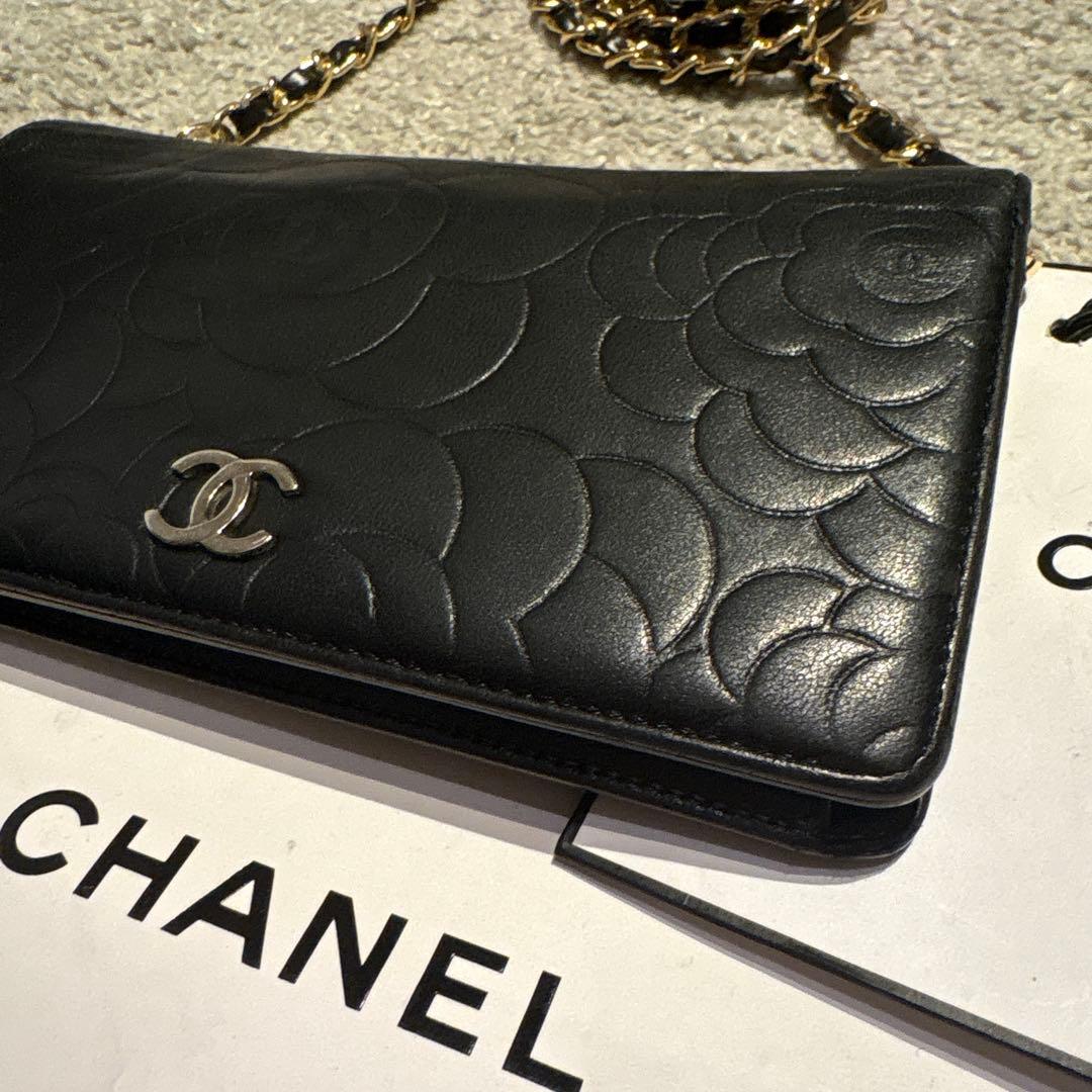 CHANEL シャネル　カメリア　長財布　チェーンウォレット　ショルダーバッグ