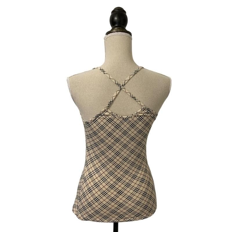 【高級】Burberry キャミソール ノバチェック ホースロゴ 刺繍 38