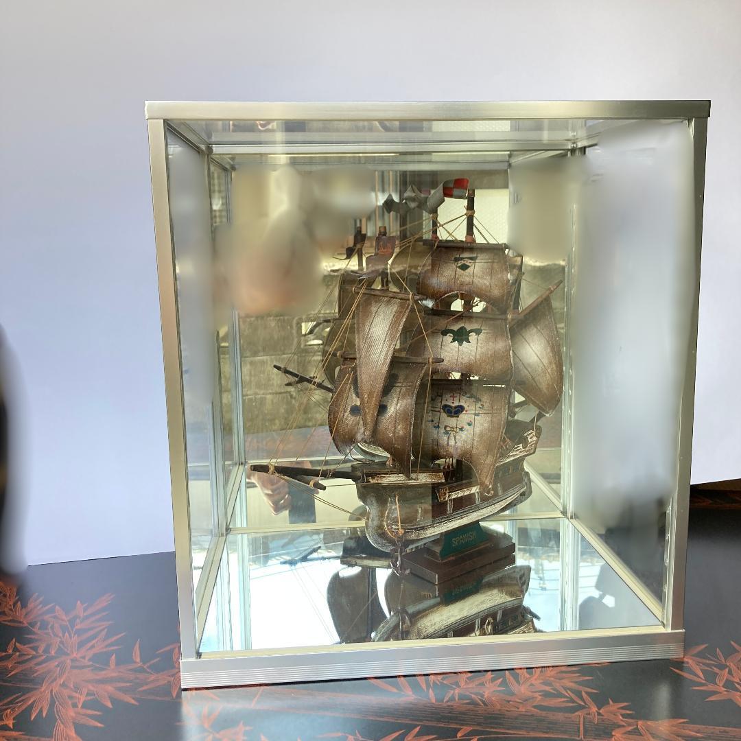 木製 スペイン 船 模型 ガラスケース　付