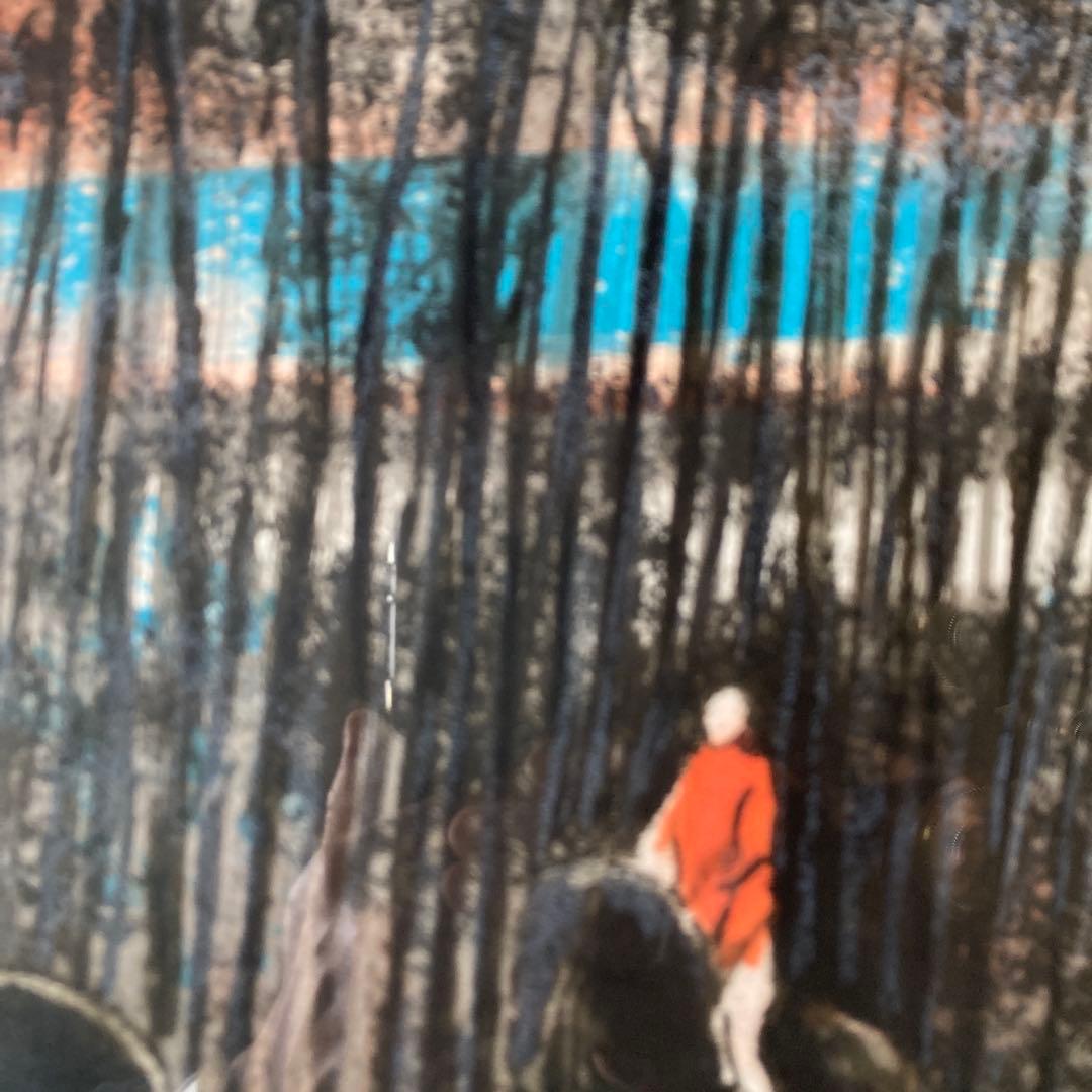 ポールギアマン「夕焼けの乗馬」リト197/200 額69×83 絵40×56cm