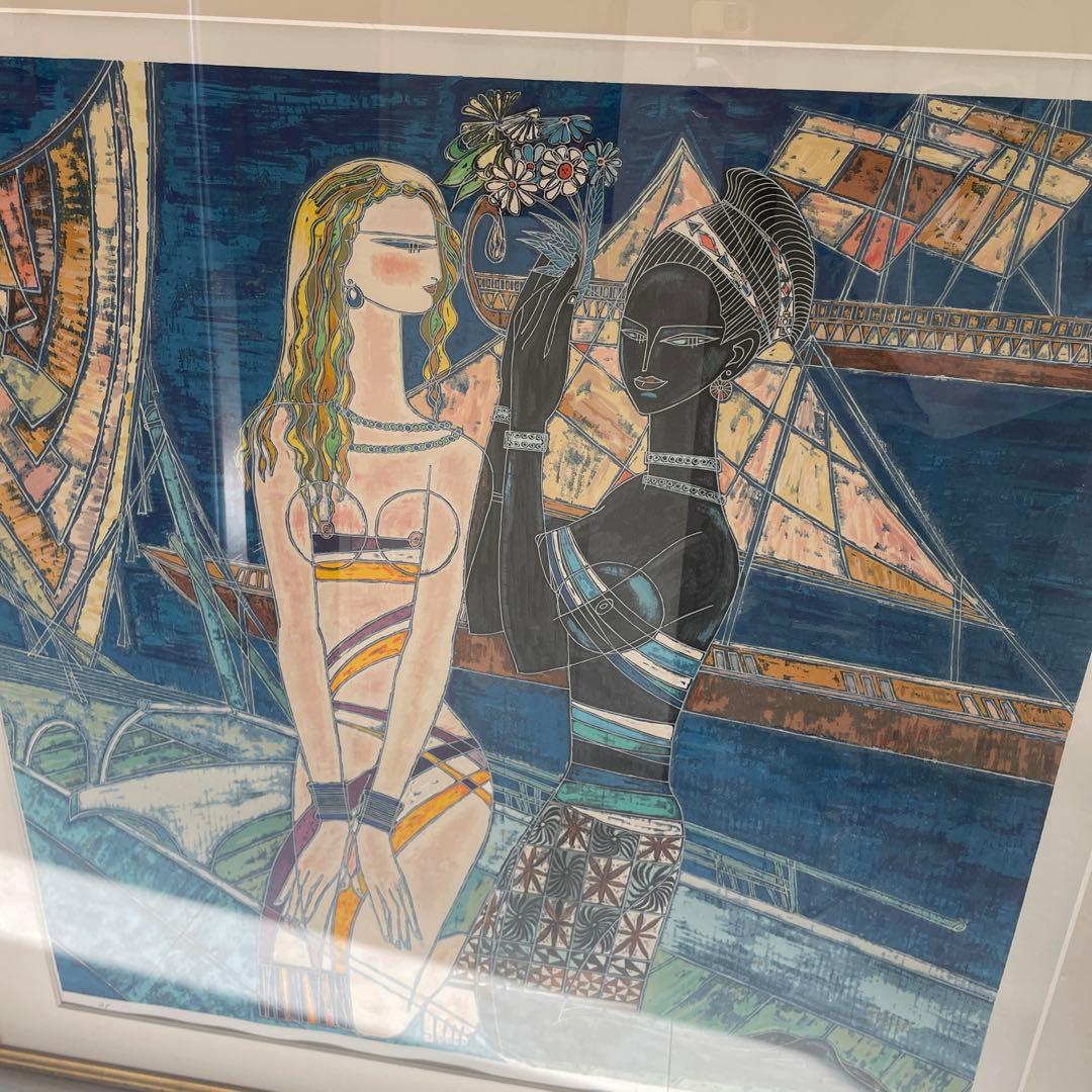 ティンシャオカン　丁紹光 岸辺の友情 １９８７ シルクスクリーン