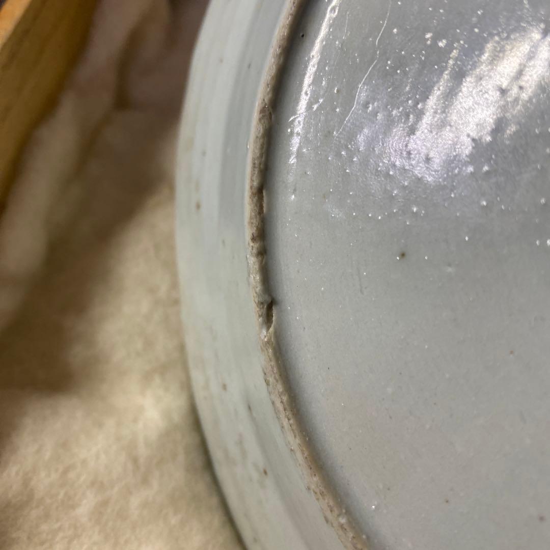 中国山水図染付皿19cm【桐箱付】