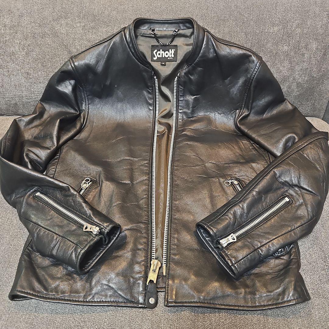 ニックネーム　Schott ブラックレザー シングルライダース