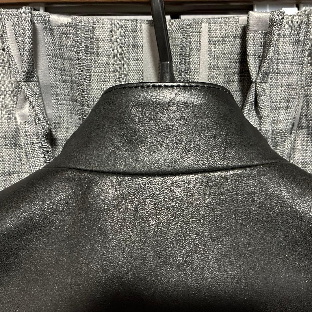 5351プールオム　シングルライダースジャケット　サイズ46 ブラック　シープ