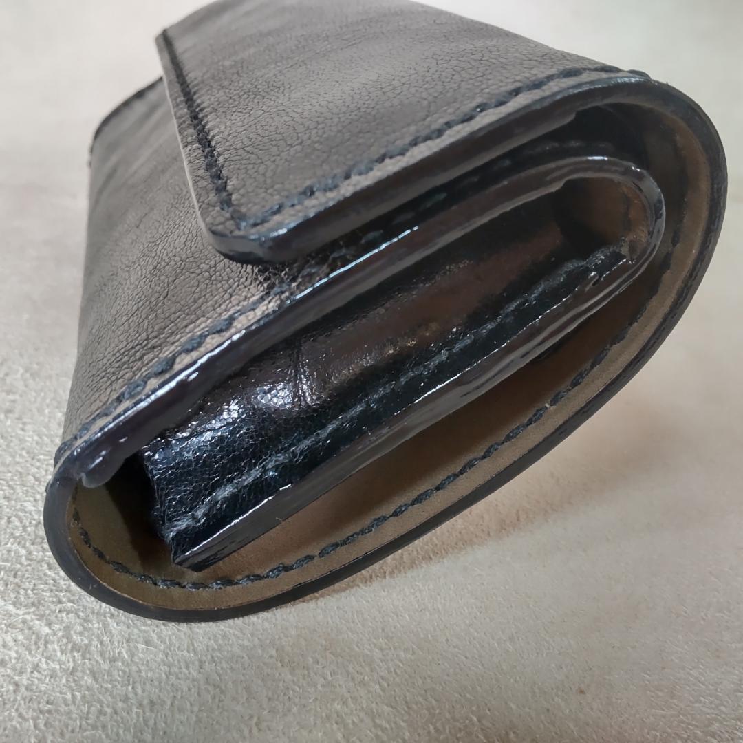 手巻きたばこ 三つ折りシャグポーチ（黒)高級姫路レザー使用 一点物S-58HC