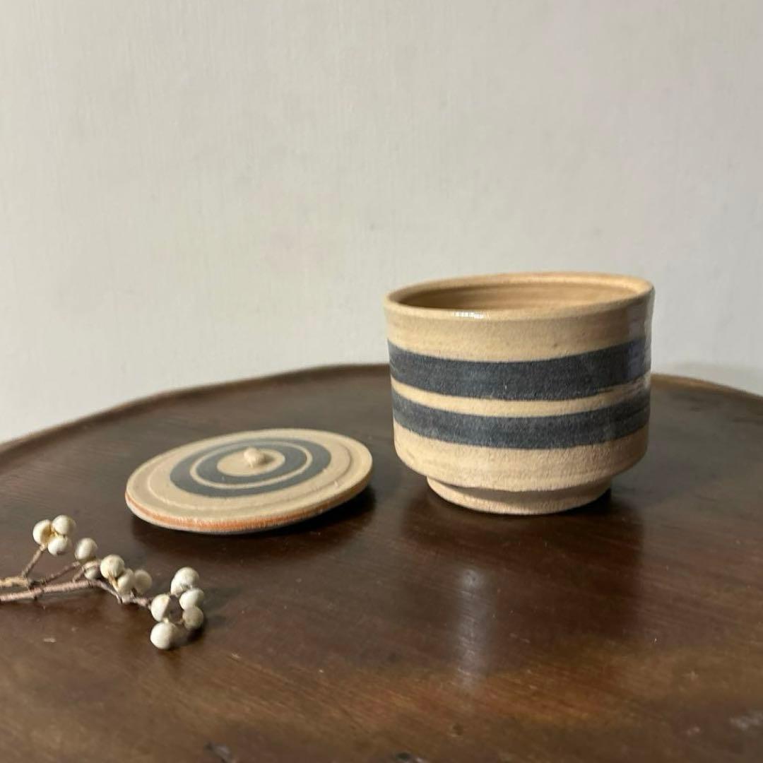 アンティーク輪線文　蓋物　古瀬戸　花器　古道具　骨董　検:白洲正子　秦秀雄　李朝