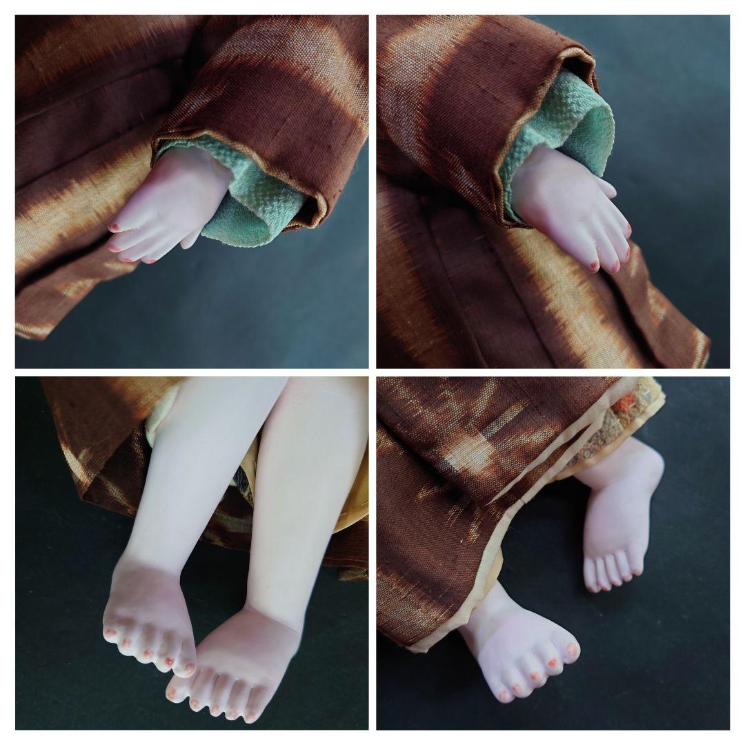 修復済（三代目東光様）市松人形　廣本乾随　大正期　福耳　長羽織　縮緬の長襦袢