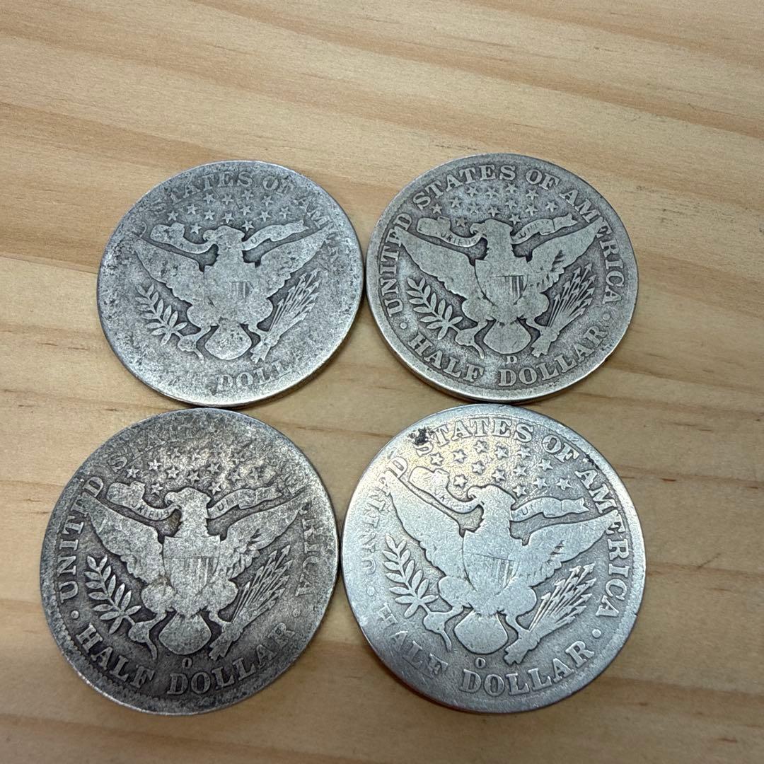 1907年 アメリカ バーバー ハーフダラー 4枚セット