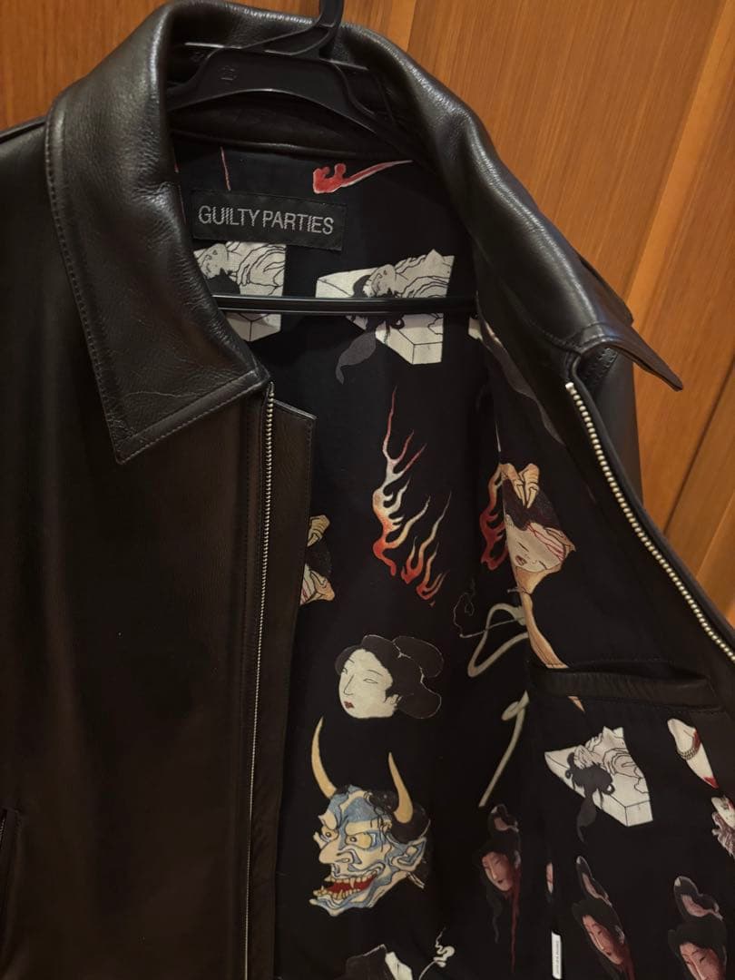 超貴重　ワコマリア　シングルライダース　レザージャケット　お化け絵図　M