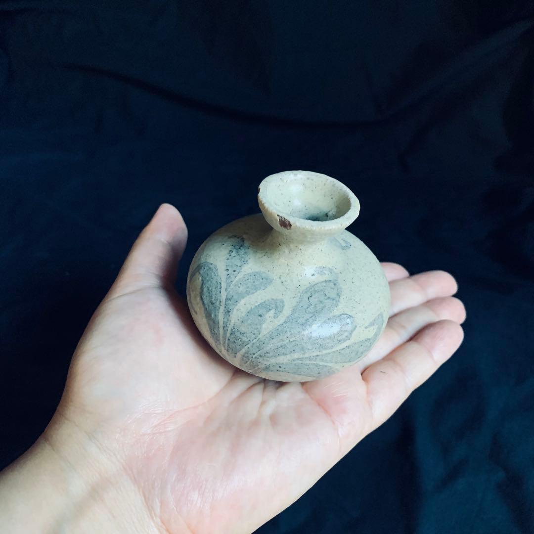 欠けあり 高麗青磁鉄絵唐草紋 花瓶 花器 李朝高麗コレクター放出品陶磁古玩朝鮮美