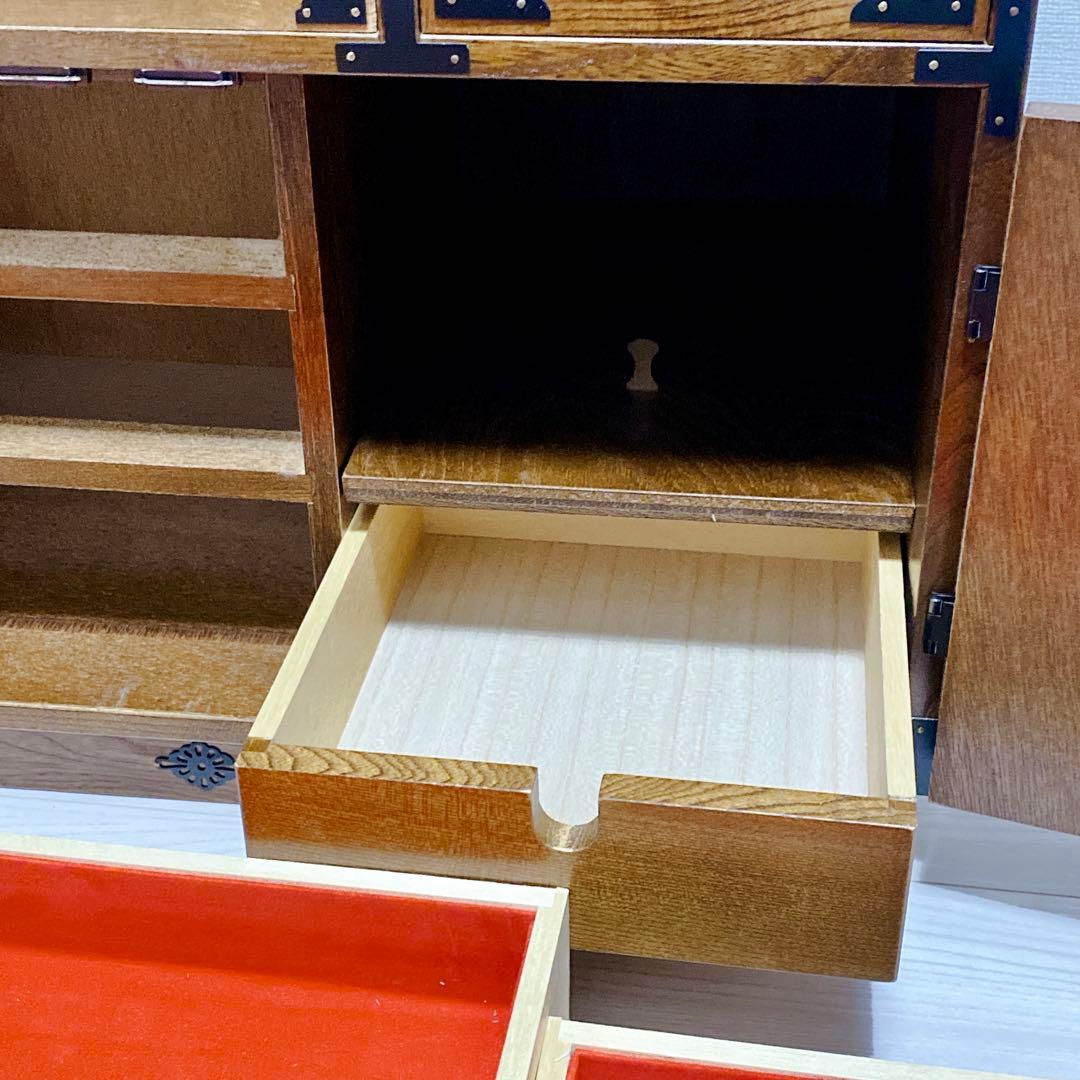 希少 からくり 箪笥 民芸調 隠し 収納多数 昭和レトロ 職人仕上げ 鍵付き