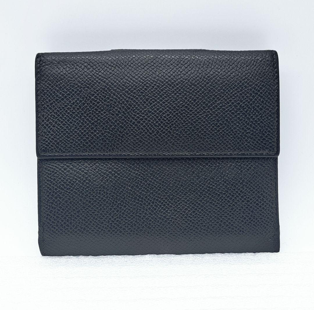 BVLGARI Wホックコンパクトウォレット 折り財布 ブラックレザー