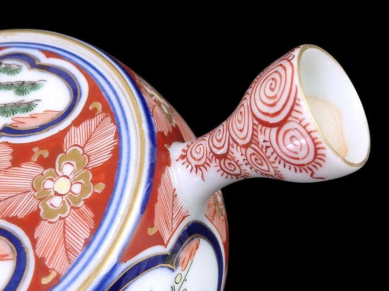 九谷　大聖寺伊万里　金襴手　窓絵　松竹梅の図　急須　F335AS-fbun