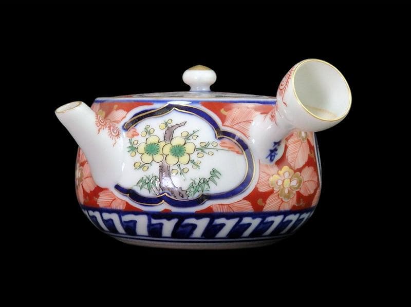 九谷　大聖寺伊万里　金襴手　窓絵　松竹梅の図　急須　F335AS-fbun