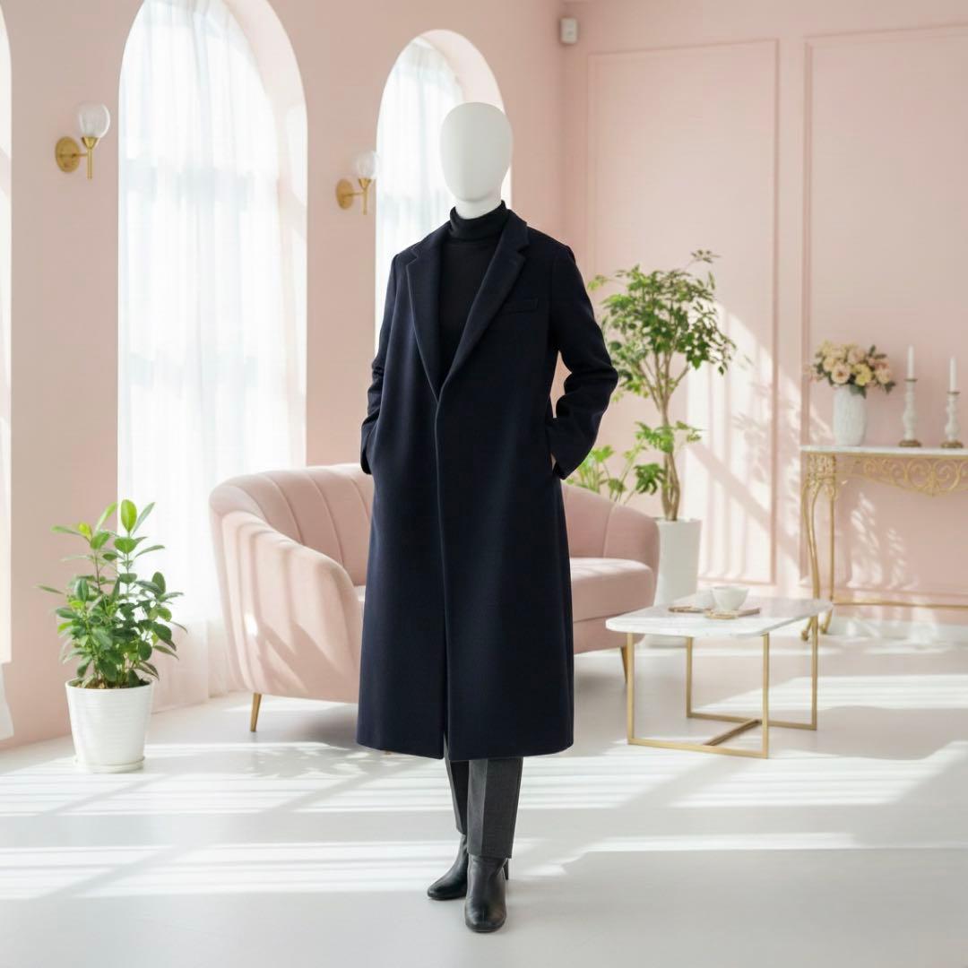 THE RERACS チェスターコート ロング ブラック 黒 38サイズ ウール