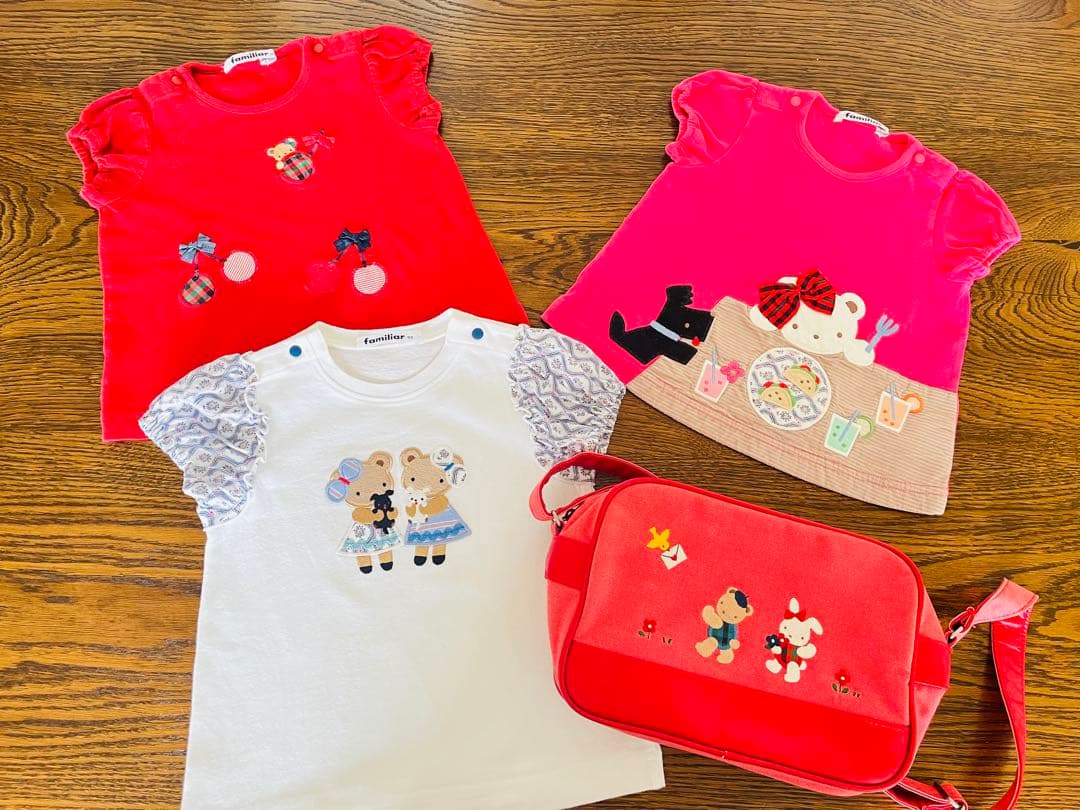 ファミリア 即完売　美品　ブルーリバティ　クマ　　テリア　Tシャツ　パフスリーブ