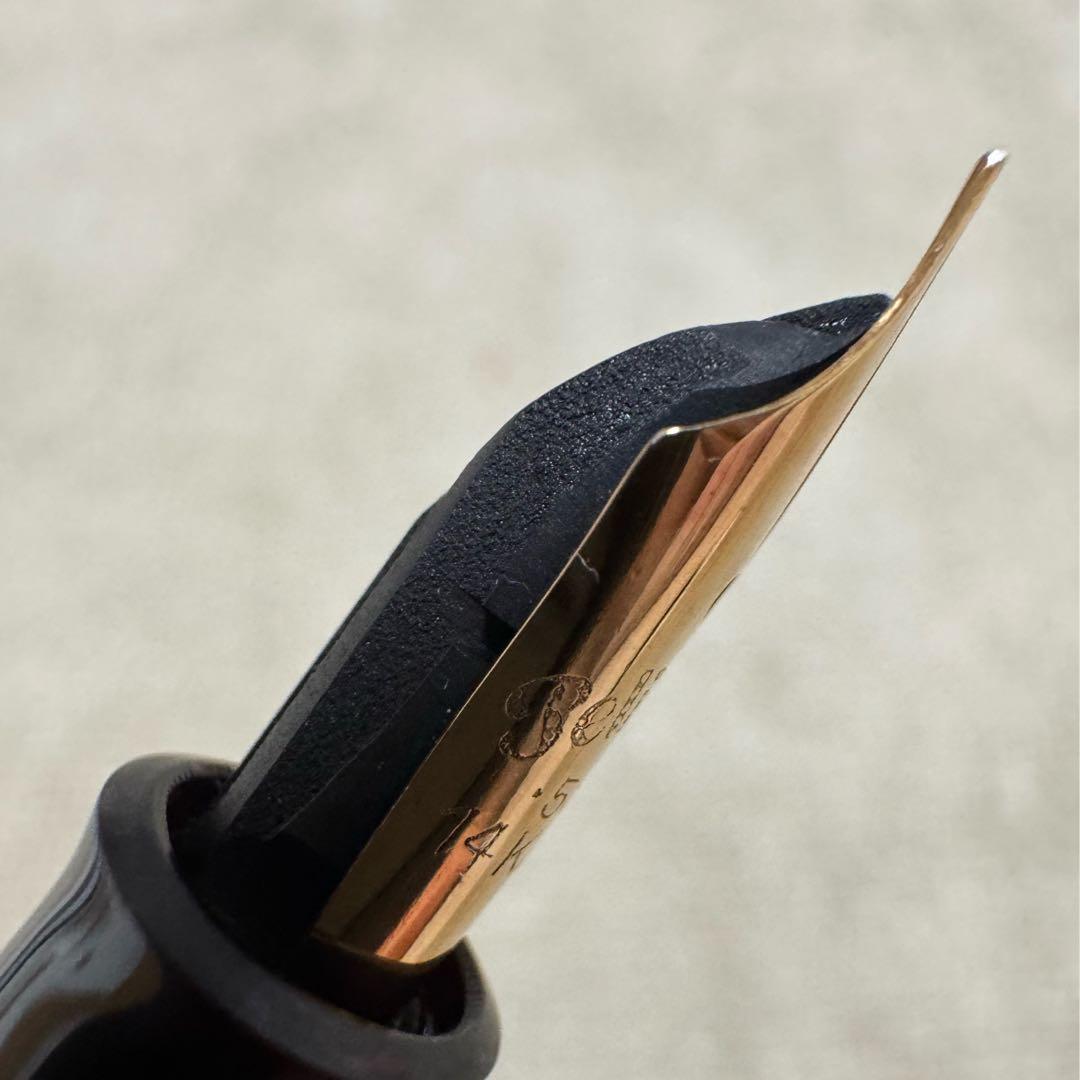 【美品】ペリカン万年筆　#400 茶縞　14K -585 M