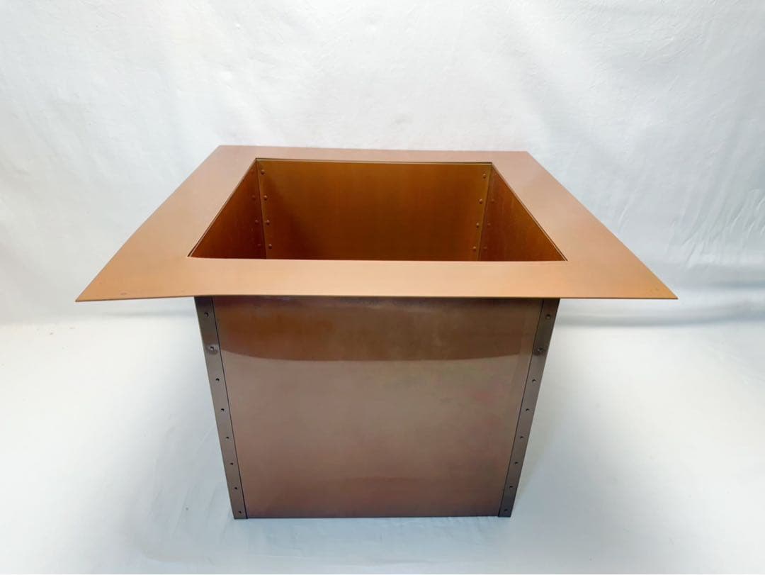 未使用 茶道具 炉壇 利休炉壇 銅版 上 炉蓋付 黒塗炉縁 3点セット 紙箱