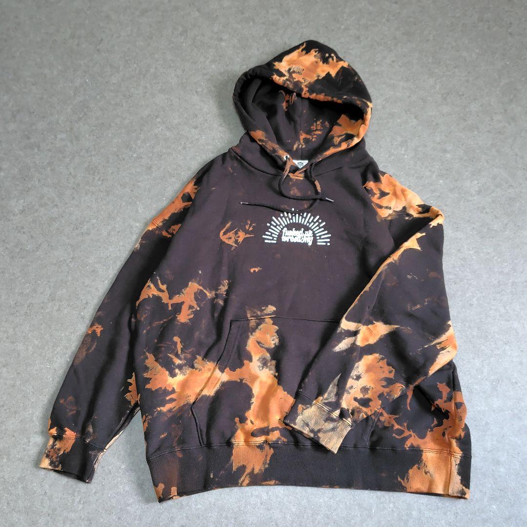 【美品】DDTプロレス MAOFAC パーカー タイダイ染め 黒 オレンジ M