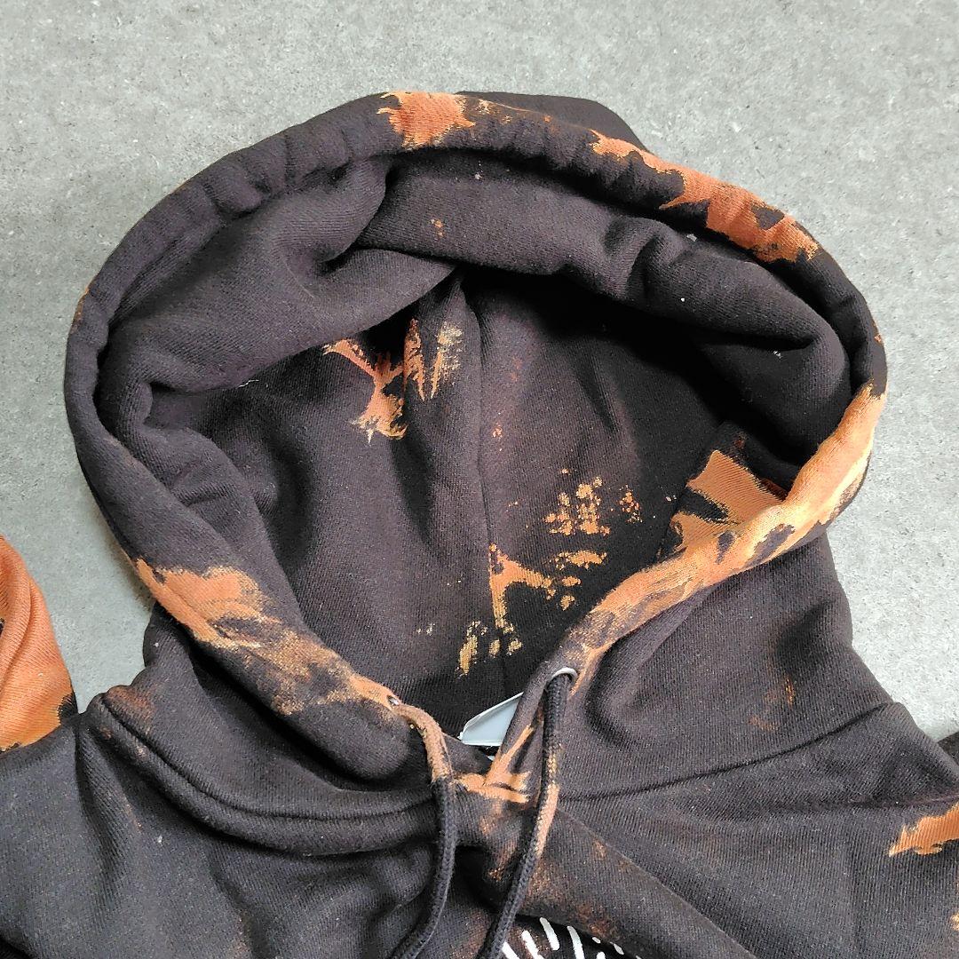 【美品】DDTプロレス MAOFAC パーカー タイダイ染め 黒 オレンジ M