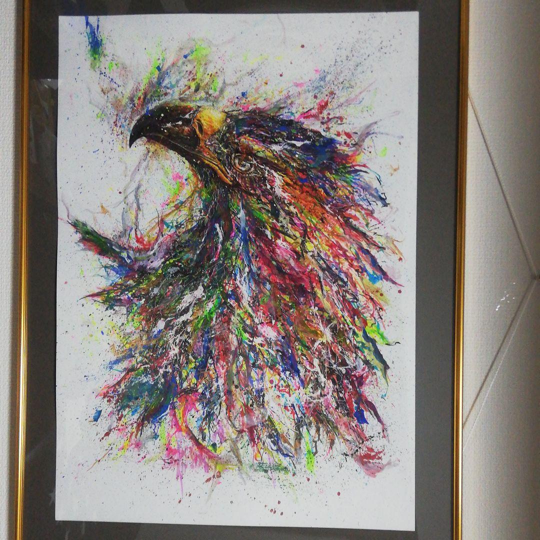 鷹の絵　絵の具　絵画