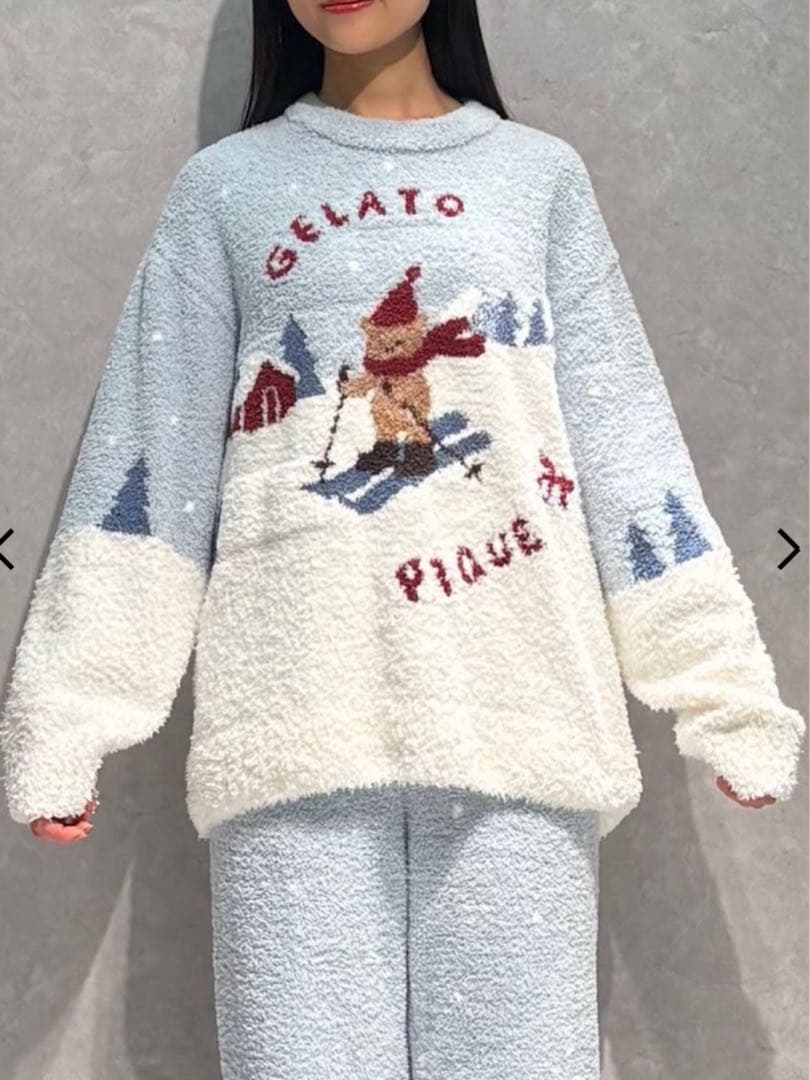 【新品未使用】ジェラートピケ♡スキーベアジャガードプルオーバー ミント