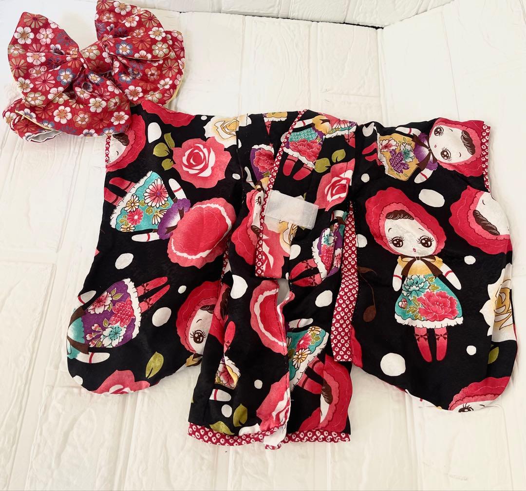 わんこお着物　犬猫♡お正月　振袖七五三　ひな祭りお人形柄帯付き