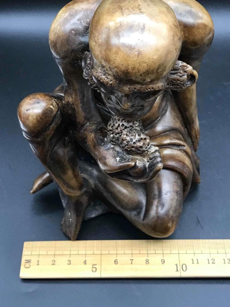 旧家蔵出し中国骨董　明時代　寿山石彫　達磨　雪山大士　時代物(C-12)