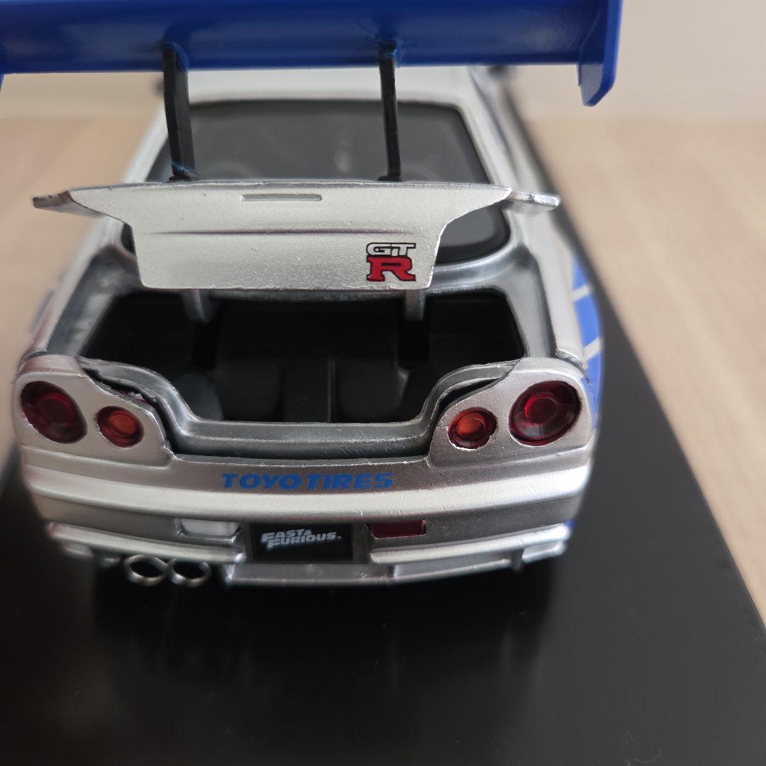 スカイライン GT-R34 ミニカー シルバー/ブルー