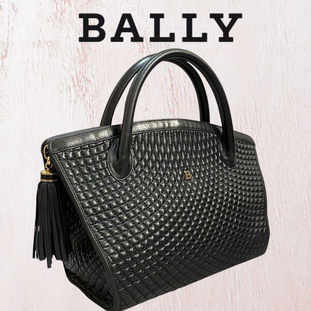 【極美品】BALLY バリー ハンドバッグ キルティング タッセル ロゴ金具 黒