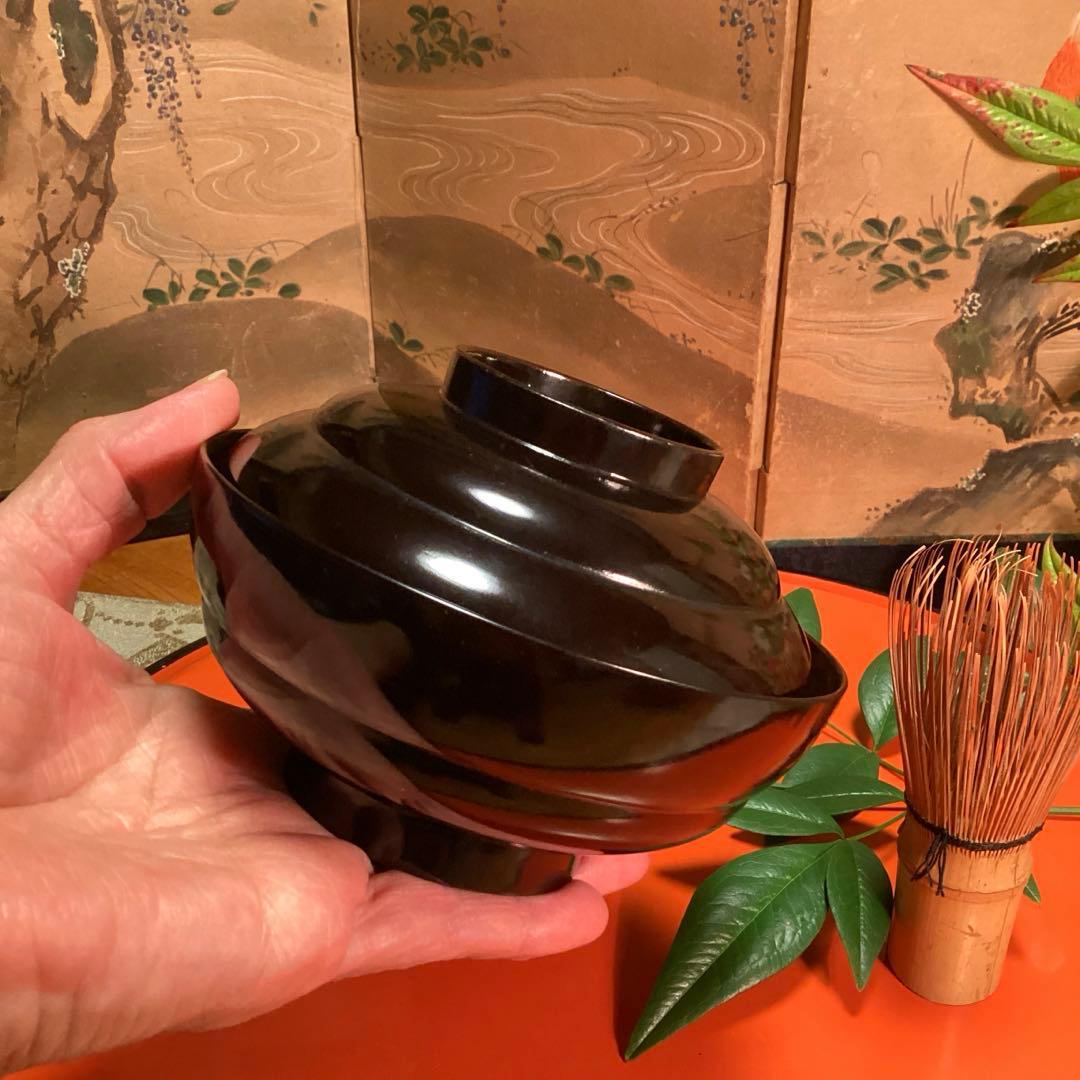 A1035 木製輪島塗　懐石道具　衝羽根に流水菖蒲　蒔絵　5客